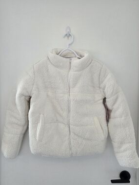 Women's Cream Sherpa Fleece Jacket - Cozy Zip Front